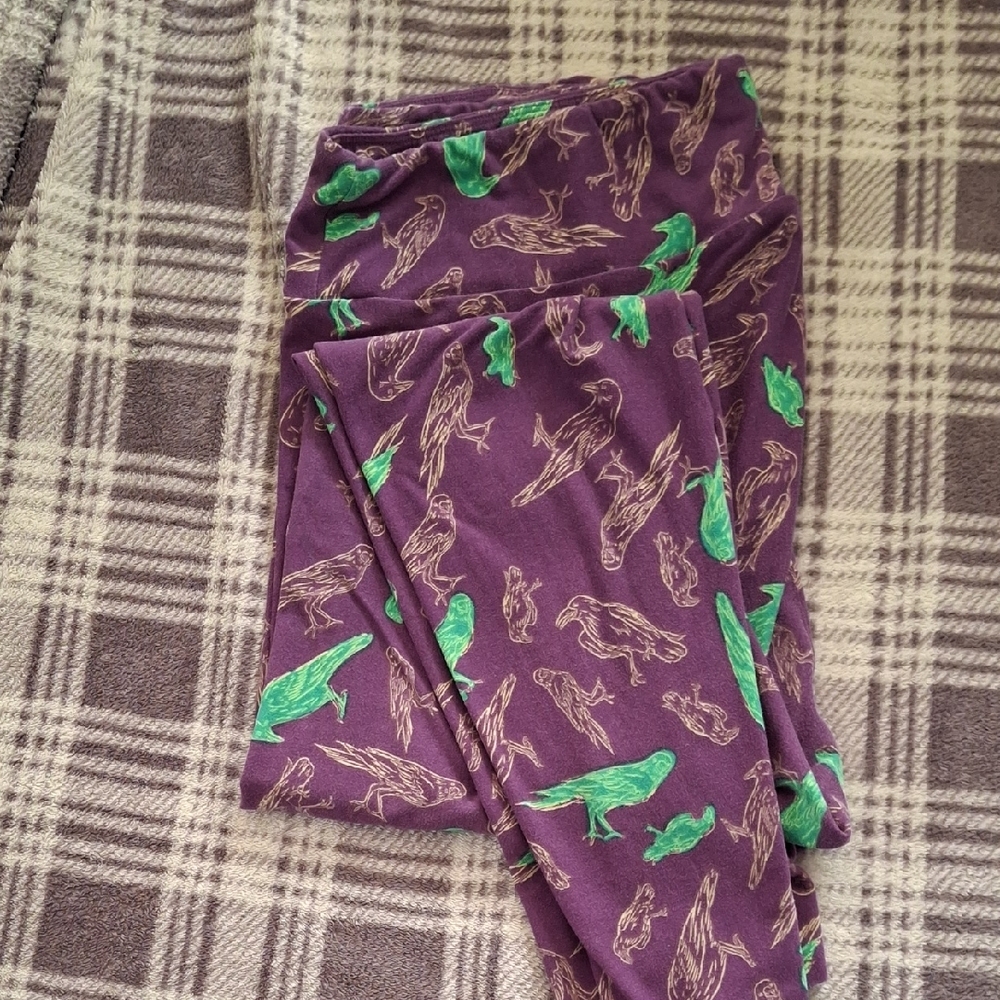 Purple and Green Lularoe Leggings